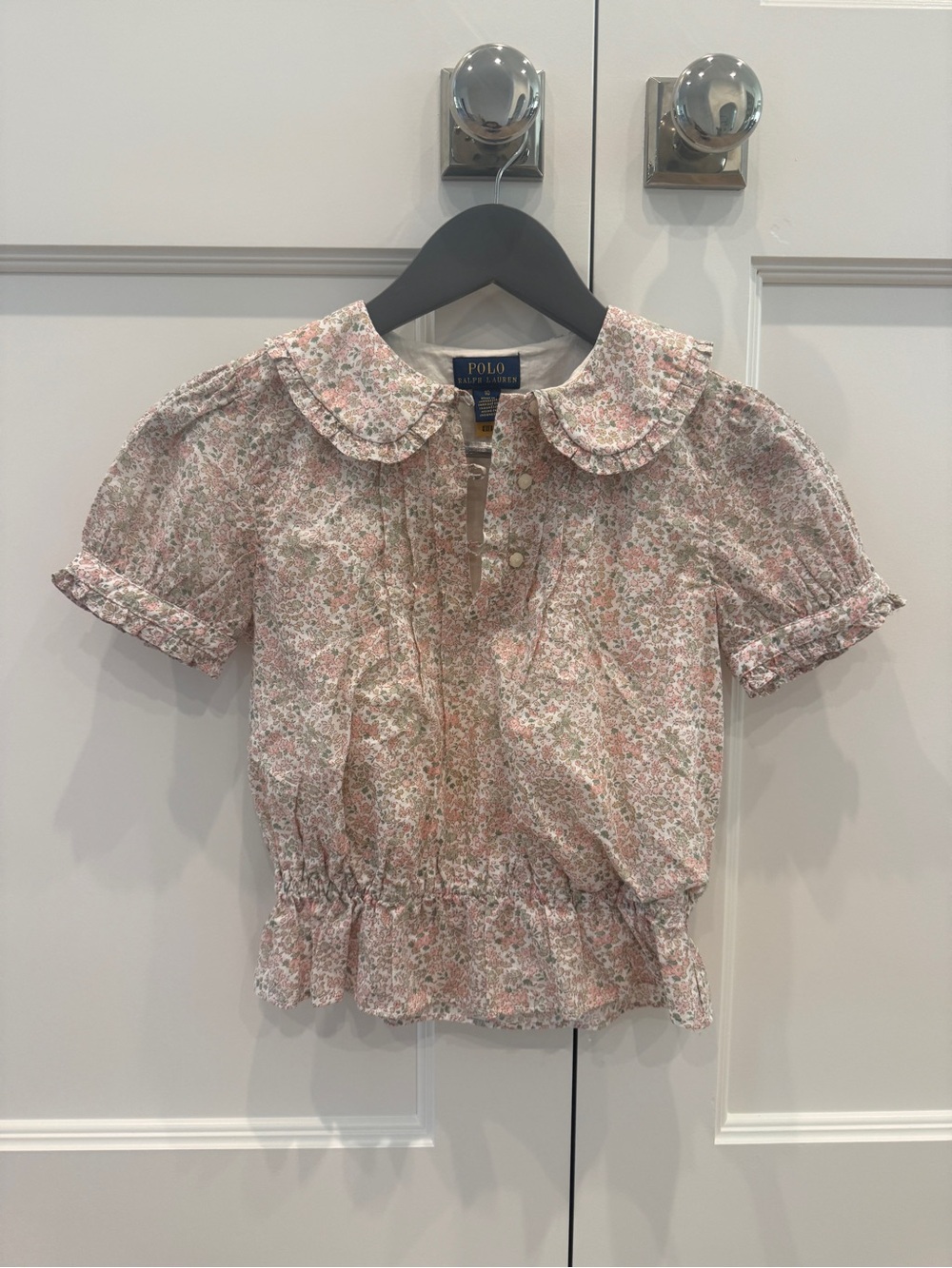 Polo by Ralph Lauren Pink Floral Ruffled Collar Girls' Blouse